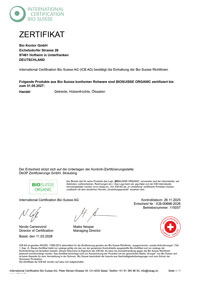 Bio Suisse Zertifikat von Bio Kontor GmbH